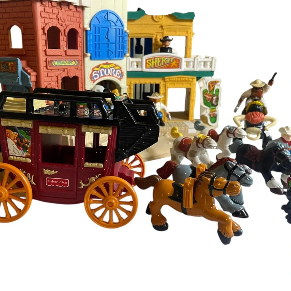 VTG Fisher Price Great Adventures Wild Western Town Cannonball Coach & Figures
